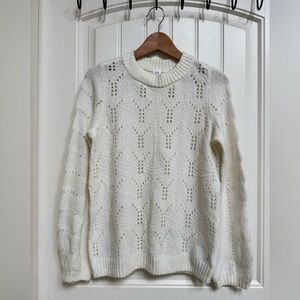 Gap Pointelle Crewneck Ivory Frost (Cream) Acrylic Wool Blend Sweater. Size S
